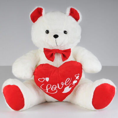 Fashion Valentines Day Stuffed Toys Teddy Bear With Red Heart Push Celebrating