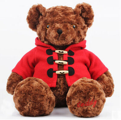 CE 30cm Stuffed Animal Toys Brown Teddy Bear Customized With Coat