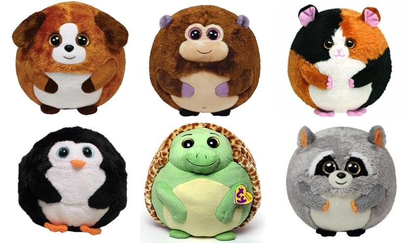 25cm Round Shape Animal Promotional Gifts Toys Green / Brown / Grey Color